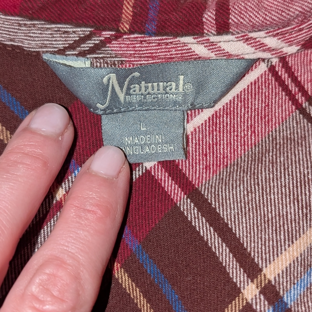 Natural Reflections Multicolor Plaid Button Down Shirt